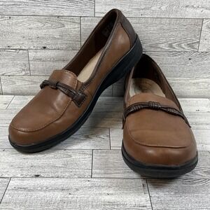 Clarks Cheyn‎ Millie Brown Leather Loafer Slip On Women Size 8M